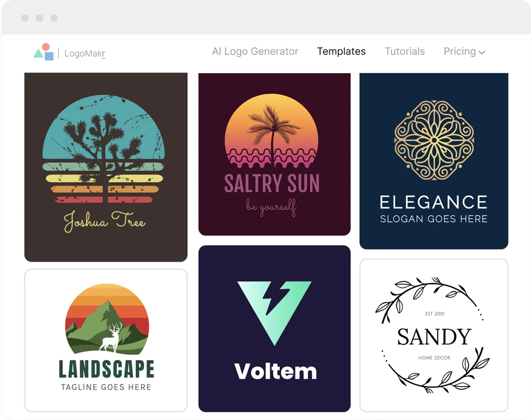 LogoMakr editable templates gallery preview